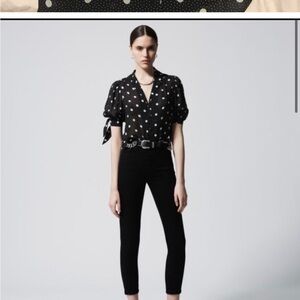 The Kooples Black Polka Dot Blouse XS